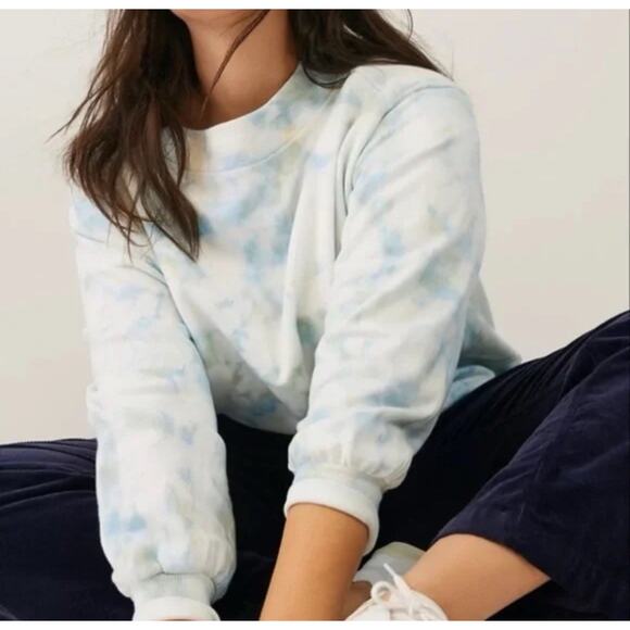 Pilcro And The Letterpress Anthropologie Elayna Sweatshirt Tie Dye Blue XS NWT - Picture 1 of 13